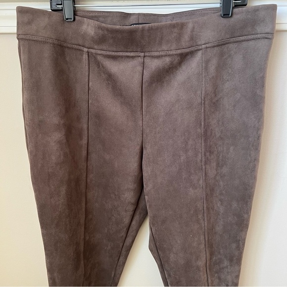 Andrew Marc Faux Suede Leggings Pants Pull On Skinny Seamed Stretch Brown XL - Picture 4 of 11